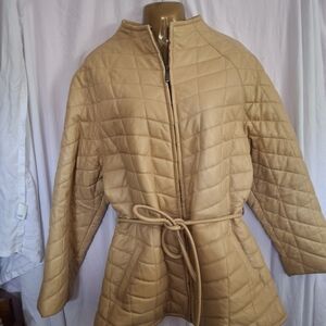 Vintage Marcia Tan Leather Quilted Women's Puffer Jacket